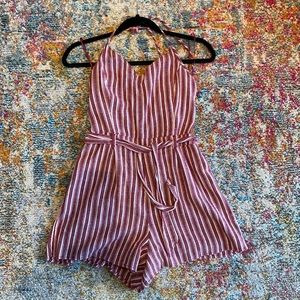 Hollister Red & White Striped Halter Romper